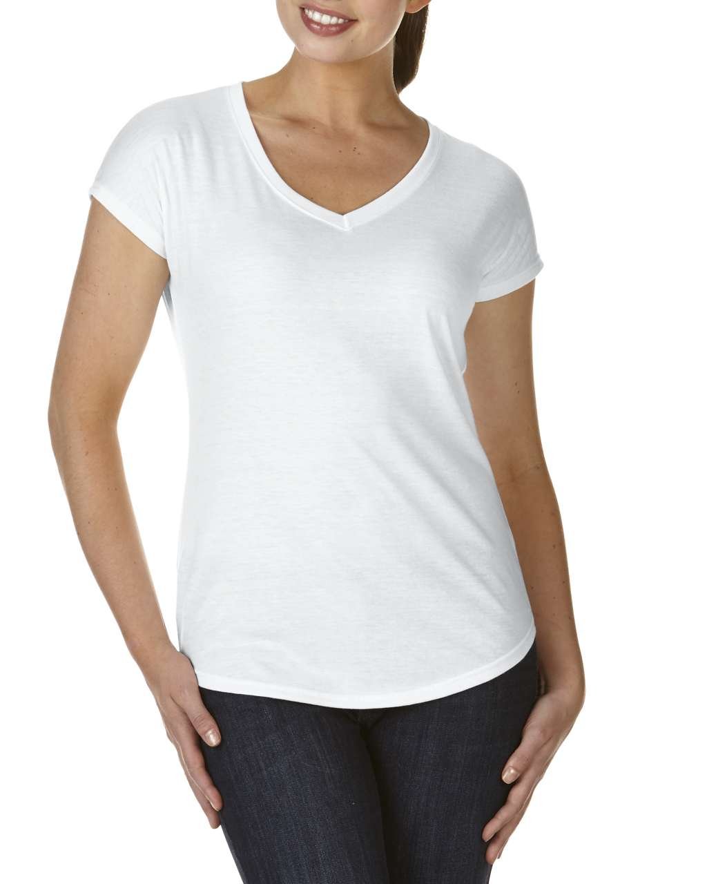 Tricou dama guler V Triblend