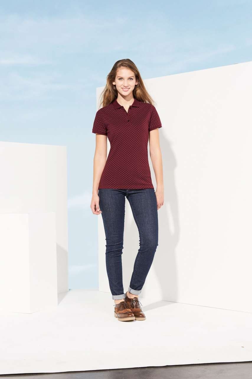 Tricou polo dama cu puncte Brandy