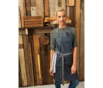 District Waxed Look Denim Bib Apron