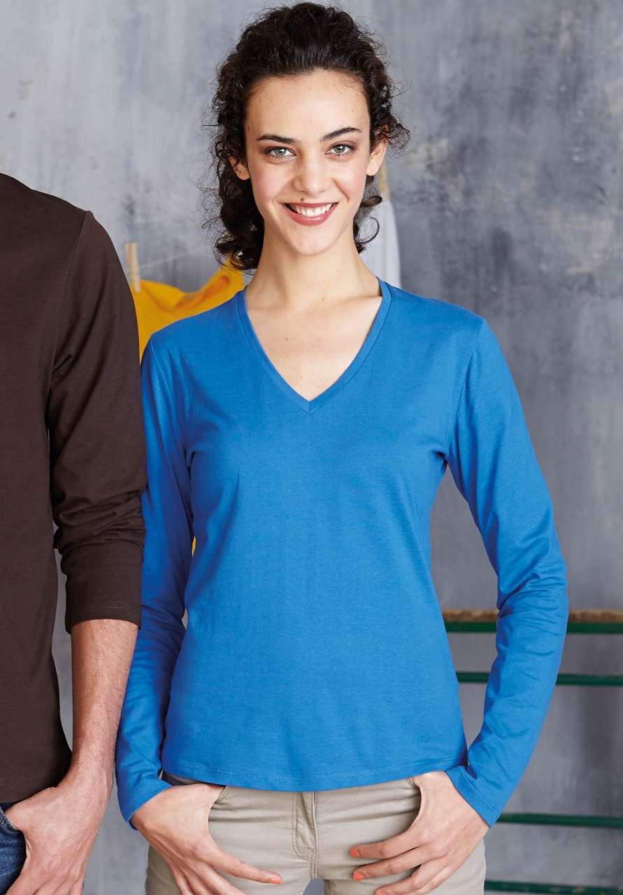  Tricou dama maneca lunga guler V 